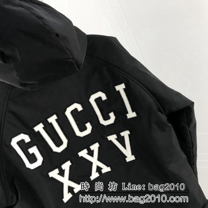 GUCCI古馳 18秋冬LA XXV 刺繡 背後刺繡字母 連帽 薄棉男款外套 ydi1742